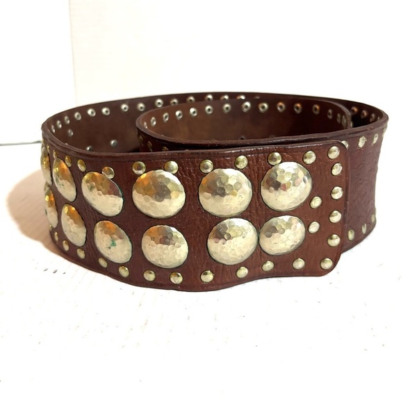 Motif Vintage Brown Studded Leather Belt main image 4